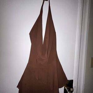 Chic Backless Brown Dress